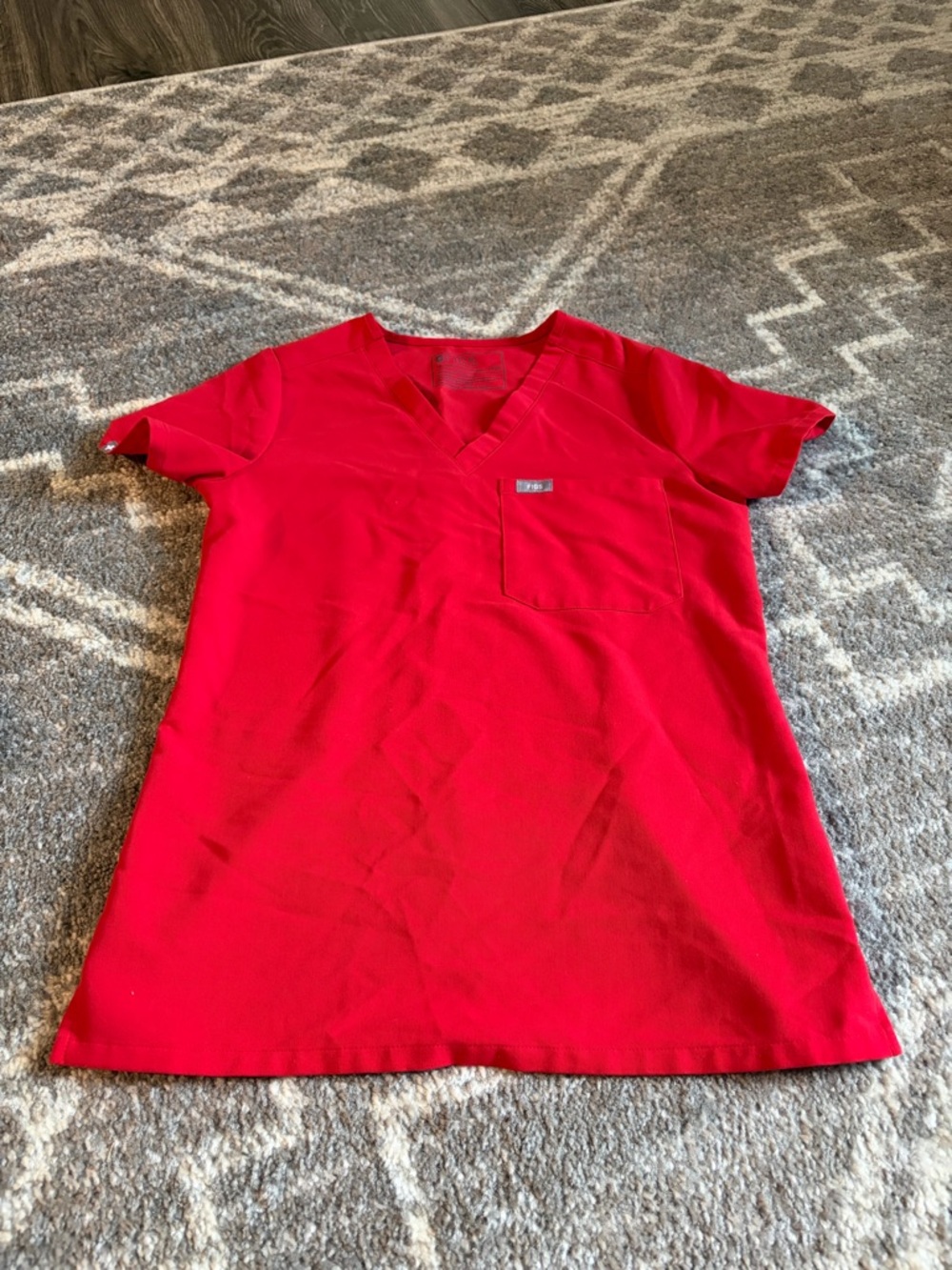 FIGS Red Catarina One Pocket V-Neck Scrub Top